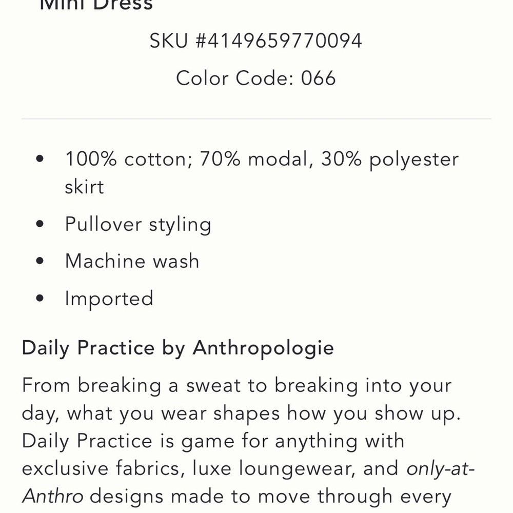 Anthropologie Daily Practice Buzzer Beater Sleeveless Mini Dress Sz XXS NWT - Picture 4 of 7